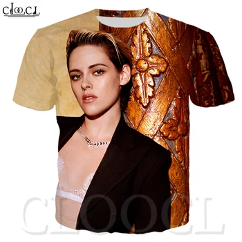 CLOOCL 3D Spausdinimo T-Marškinėliai, Unisex atlikėja Kristen Stewart Vyrų/Moterų trumpomis Rankovėmis O-Kaklo T-shirt Vasaros Atsitiktinis Viršūnės