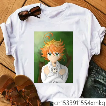 Yakusoku No Neverland Pažadėjo Neverland Anime T Marškinėliai Mados Moterų marškinėliai trumpomis Rankovėmis Unisex Drabužių Streetwear