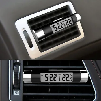 Automobilių Skaitmeninių LCD Laikrodžių Temperatūra Mėlynas Apšvietimas Įrašą 