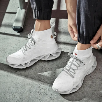 Naujas peilis vyriški batai liuminescencinės high-top kvėpuojantis kojinės smūgio absorbcijos sporto laisvalaikio bateliai mėgėjams Lauko bėgimo bateliai
