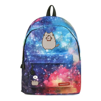 Animacinių filmų Fat cat Backpack Galaxy Mokyklos Krepšiai, Mada Mokinių Kuprinė Mielas Licorne Kelionės Krepšys paauglių Žvaigždės Spausdinti