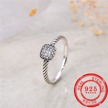 Korėjos 925 sterlingas sidabro žiedas cirkonis inkrustacijos retro stiliaus žiedas ponios 925 sterlingas sidabro papuošalai