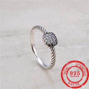 Korėjos 925 sterlingas sidabro žiedas cirkonis inkrustacijos retro stiliaus žiedas ponios 925 sterlingas sidabro papuošalai