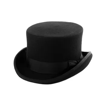 Britų Stiliaus Vyrų, Moterų Vilnos Fedora Steampunk Top Hat Cilindrų Magas Magic Cap Geras Paketas Vilnos Fedoras Bžūp 12cm Didelis B-8114