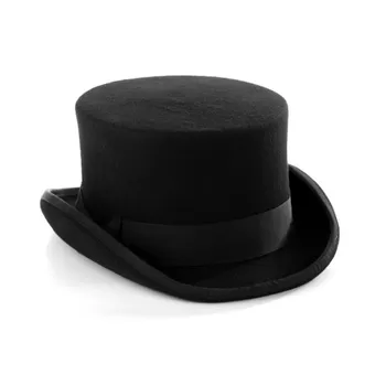 Britų Stiliaus Vyrų, Moterų Vilnos Fedora Steampunk Top Hat Cilindrų Magas Magic Cap Geras Paketas Vilnos Fedoras Bžūp 12cm Didelis B-8114
