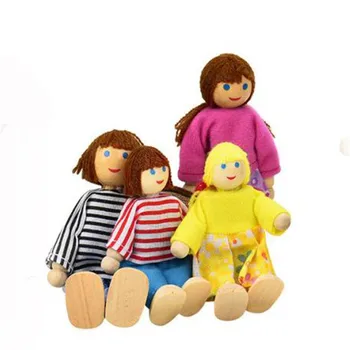 4 Lėlės mielas Animacinių filmų Medinis Namas meilės Šeimos Žmonės, Vaikai, Vaikų Apsimesti Žaisti Žaislas vaikams, Juokinga Dovana brinquedos Vaikams #Feb 20