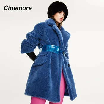 CINEMORE 2020 m. Žiemos naujas atvykimo kailiniai paltai moterims aukštos kokybės vidutinio ilgio stiliaus viršutiniai drabužiai laisvus drabužius, šiltas kailis moterų K9052