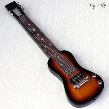 Sunburst spalvos fretless su nervintis linija havajų elektrinė gitara Amerikos Swamp Ash kūno kaklo per mini electric guitarra