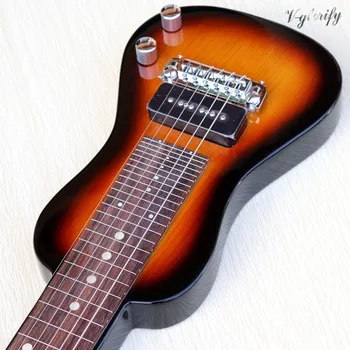 Sunburst spalvos fretless su nervintis linija havajų elektrinė gitara Amerikos Swamp Ash kūno kaklo per mini electric guitarra