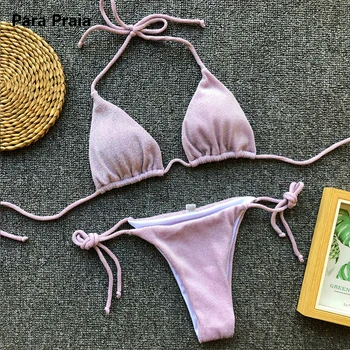 Para Praia Blizga Brazilijos Micro Bikini Thong Tvarstis Seksualus String Maudymosi Kostiumėlį Moteris Apynasrio Maudymosi Kostiumai 