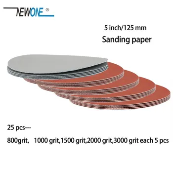 25 vnt./set 5 colių apvalaus šlifavimo švitriniu popieriumi smėlio lakštai smėlis 800/1000/1500/2000/3000 hook&loop šlifavimo disko sander kruopos