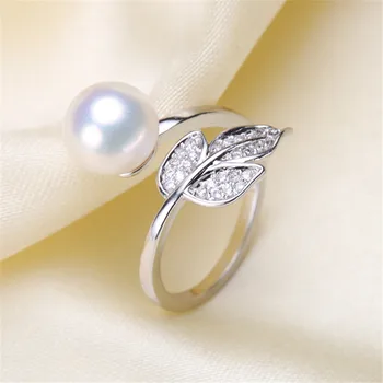 Didmeninė gėlavandenių perlų & sidabro padengtą žiedas montavimas, Mados, stiliaus žiedas, montavimo priedų ,Perlų /Krištolas , akmuo Granulių