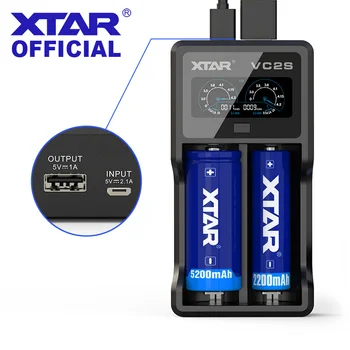 XTAR VC2S LCD Baterijos Kroviklis Lašas Laivybos 18650 Galia Banko Atsparumo Nustatymo USB Įkroviklio 3,6 V Li-ion Baterija 1.2 V AA