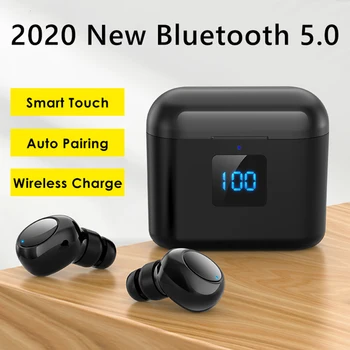 Aimitek Palieskite Bluetooth 5.0 Ausinių TWS Mažiausias Belaidės Ausinės 8D Stereo Sporto Ausines 360mAh Apmokestinimo Atveju LED Ekranas