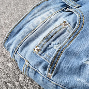 Vyriški Išgalvotas Spalvos Pleistras Dizaino Kratinys Ripped Jeans Streetwear Plonas Liesas Ruožas Džinsinio audinio Kelnės