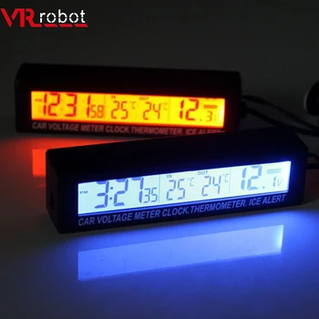 3 1. Skaitmeninis LCD Automobilių Laikrodis Voltmeter Auto Termometras Apšvietimas Ledo Įspėjimo Nešiojamų Įtampos Temperatūros Stebėti, Automobilių Reikmenys