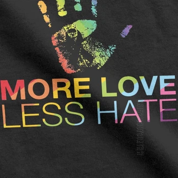 Daugiau Meilės, Mažiau Neapykantos Vyrams Marškinėliai Gėjų LGBT Humoro Grynos Medvilnės High Street Tee Marškinėliai Crewneck T-Shirt Spausdinti Viršūnės
