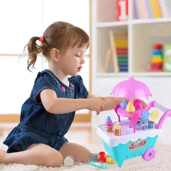 Modeliavimo Mini Ledų Vežimėlio Žaislas Vaikams Krepšelį Vaikams, Saldainiai Pardavimo Šeimos Apsimesti Žaisti Ledo Žaislai Kremas Žaislas Mergaitė C B9R1