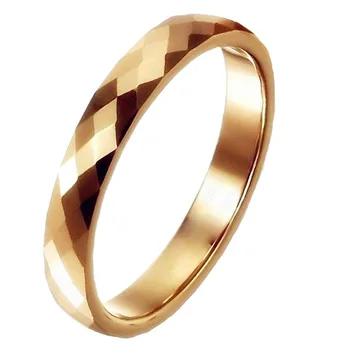 3mm Volframo Žiedas aukso breit Kelių Aspektų Prism Cut Vestuvių Juostoje Su Vestuvių Žiedas Dėžutę