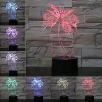 Naujas 3D Optica Augalų Lempa USB LED Nakties Šviesos Kokoso Medžio Braškių Gimtadienio Šventės Metu Vaikams Abstrakčiai Akrilo Lamparas