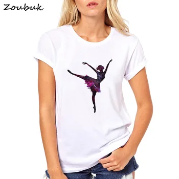 Baleto Ballerina Šokių tshirts spausdinti raidžių moterų marškinėliai plius dydis vasaros marškinėliai, femme harajuku marškinėliai moterims topai