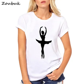 Baleto Ballerina Šokių tshirts spausdinti raidžių moterų marškinėliai plius dydis vasaros marškinėliai, femme harajuku marškinėliai moterims topai