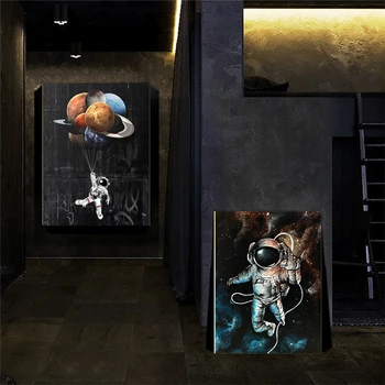 Astronautas Kosmose Drobės Tapybos Plakatai ir Spausdina Svajoja Žvaigždžių Sienos paveiksl Cuadros Namų Puošybai Vaikai Kambario Dekoro