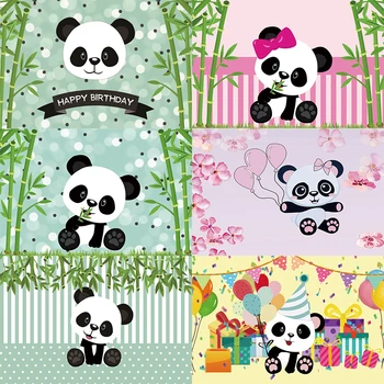 Panda Foto Fonas Bambuko Laimingas Gimtadienio Baby Shower Individualų Fotografijos Fono Studiją, Photocall Apdailos Prop