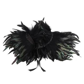 Gotikos Viktorijos Plunksnų žaliasis šalikas-skara plunksnų Choker Gotikos apsiaustas poncho pavogė apykaklės, Helovyno cosplay Kostiumų rave Šalis