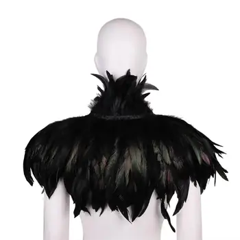Gotikos Viktorijos Plunksnų žaliasis šalikas-skara plunksnų Choker Gotikos apsiaustas poncho pavogė apykaklės, Helovyno cosplay Kostiumų rave Šalis