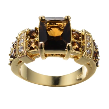 Senovinių Moterų Ruda Crystal Žiedą, Žavesio Didelis Aukso Spalvos Vestuviniai Žiedai, Moterų, Prabangos Aikštėje Cirkonis Akmuo Sužadėtuvių Žiedas