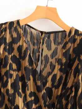 2020 Naujas Moterų Kryžiaus V Kaklo Leopardas Spausdinti Lankas Susieta Kimono Suknelę, Ponios Trys Ketvirtį Rankovės Vestidos Elegantiškas Šifono Suknelės DS3345