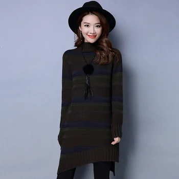 Atstumas Vidutinio ilgio megztinis moteriška korėjos versiją, rudenį, žiemą naujas laisvas megztinis pusę-aukštos apykaklės laukinių dugno marškinėliai j6