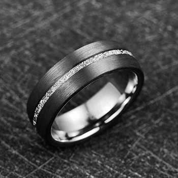 2019 8mm Plotis Vyrų Volframo Karbido Žiedas Inkrustacijos Anglies Pluošto + Dirbtinė Vermikulitas Volframo Plieno Žiedas Vestuvių Juostoje Žiedas