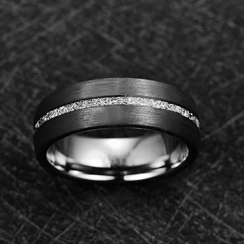 2019 8mm Plotis Vyrų Volframo Karbido Žiedas Inkrustacijos Anglies Pluošto + Dirbtinė Vermikulitas Volframo Plieno Žiedas Vestuvių Juostoje Žiedas