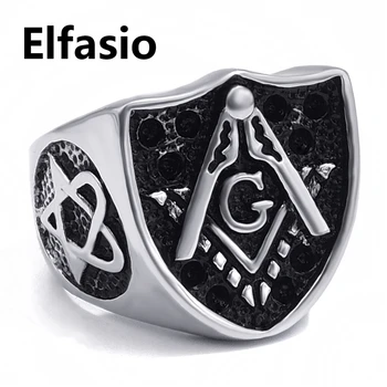 Vyrai Nerūdijančio Plieno Žiedas Free Mason Masonų Simbolis G Heartagram Star Širdies Pentagram Bižuterijos Dydis 8-13