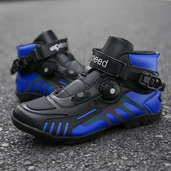 2020 naujas Vyrų Profesija Motociklo batai auliukiniai motokroso lenktynių batai Mikropluošto odos off road su pakabinamu varikliu Motociklo batai