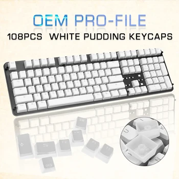 108 Klavišus Keycap Nustatyti PBT OEM Profilis Balta Pudingas Ranslucent Keycaps Mechaninių Žaidimų Klaviatūra PC Nešiojamas Kompiuteris