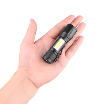Mini Įkraunamas LED Žibintuvėlis COB+XPE Nešiojamas Žibintuvėlis Kempingas Žibintų Zoomable Dėmesio Šviesos Taktinis Žibintuvėlis su Rašikliu Įrašą