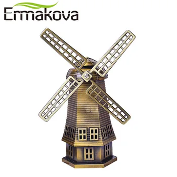 ERMAKOVA Antikvariniai Bronzos olandijos vėjo malūnas Statula Metalo patalpų įrengimui skirti Dirbiniai, Olandijos vėjo malūnas FigurineHome Office 