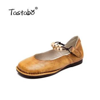 Tastabo natūralios Odos moteriški batai Patogus raundo vadovas dizainas Geltonos, Rausvos Laisvalaikio stiliaus mažo kulno batų S1935 minkštas padas