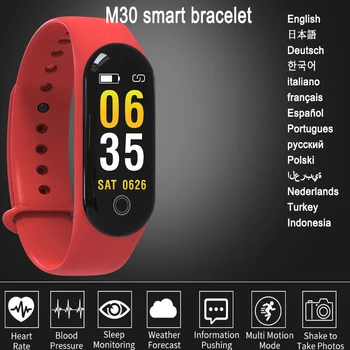 Fitneso Apyrankę М30 Multi-Language Smart Žiūrėti Moterims, Vyrams, Vaikams, Širdies ritmas, Kraujo Spaudimo Monitorius Pedometer Sporto Smartwatch