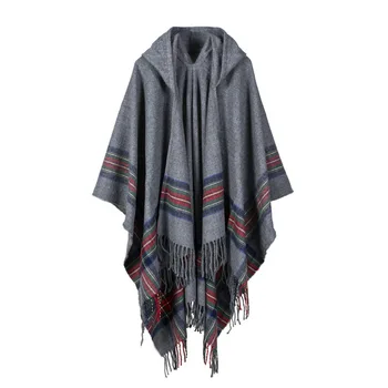 Naujo dizaino AKRILO foulard femme Ruduo / Žiema šilta mada apsiaustu poncho 130*150CM Juoda/Pilka/Vyno Raudona/Chaki tippet skara