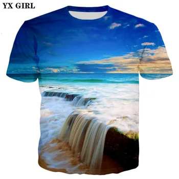 YX MERGINA 2018 Naujas Mados Mens 3d t-shirt Vandenyno / paplūdimys / Galaxy Spausdinami T Marškinėliai, Unisex-Suaugusiųjų Cool atsitiktinis Tee shirs