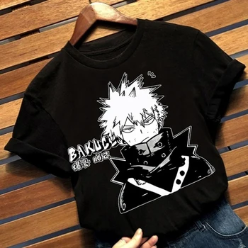 Mados T-shirt Mano Herojus akademinės bendruomenės Bakugou Atspausdintas T-shirt Trumpas rankovėmis marškinėliai Topai