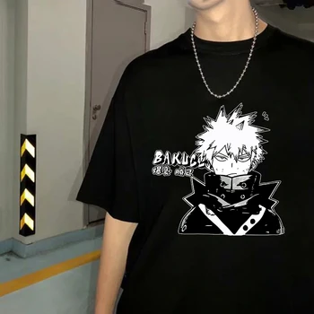 Mados T-shirt Mano Herojus akademinės bendruomenės Bakugou Atspausdintas T-shirt Trumpas rankovėmis marškinėliai Topai