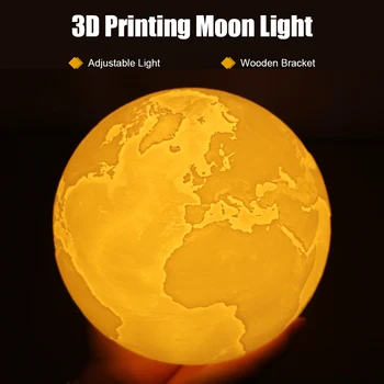 3D Šviesos Spausdinti Žemės Lempos Jupiteris Lempos Spalvinga Mėnulio Lempos Įkrovimo Keisti Touch Usb Led Nakties Šviesos Namų Dekoro Kūrybos Dovana