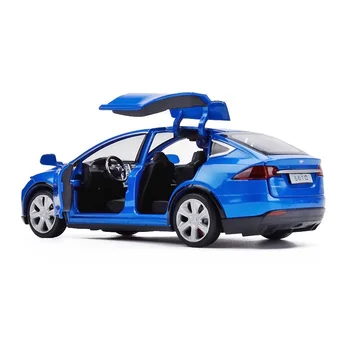 KARŠTO 1:32 Tesla MODELX90 Automobilių Modeliai Su Garso, Šviesos, Traukti Atgal, Vaikų Žaislai brinquedos Dovanos Balta/Mėlyna/Raudona/Juoda Diecast Automobilio Modelį