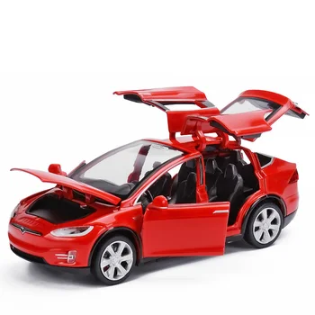 KARŠTO 1:32 Tesla MODELX90 Automobilių Modeliai Su Garso, Šviesos, Traukti Atgal, Vaikų Žaislai brinquedos Dovanos Balta/Mėlyna/Raudona/Juoda Diecast Automobilio Modelį