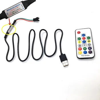 17Key USB Kabelį už 5V 3 Pin WS2811 RGB Skaitmeninis LED Pikselių Juostos su Mygtuko Valdiklį, LED svajonė-spalvos Jungtis